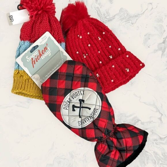 NEW The Winter Bundle: Two Nordstrom BP. beanies and a Mitten Ice Scrapper - One - Picture 1 of 5
